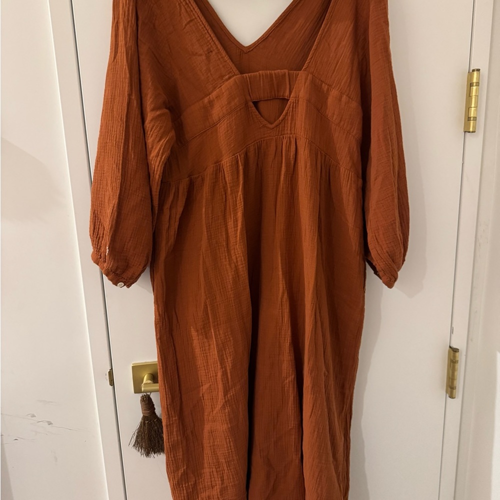 Madewell Rust Orange V-Neck Dress